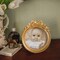Kangce Picture Frames 3.5x3.5 Vintage Picture Frames Round Picture Frames Small Gold Picture Frames Wallet Size Picture Frames Ornate Picture Frames Antique Wall Decor with Embossed Beaded